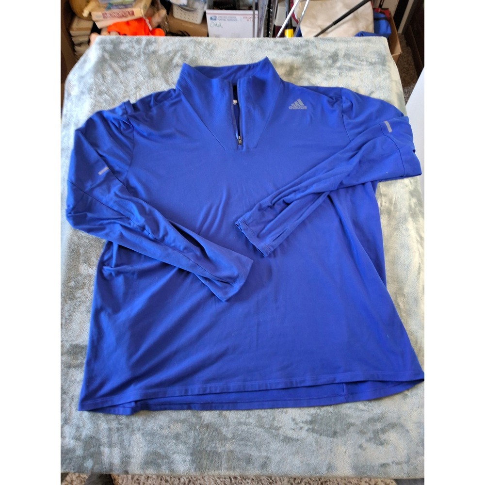 Adidas‎ Energy Running Climalite Quarter Zip Pullover Mens XL Blue Thumbholes